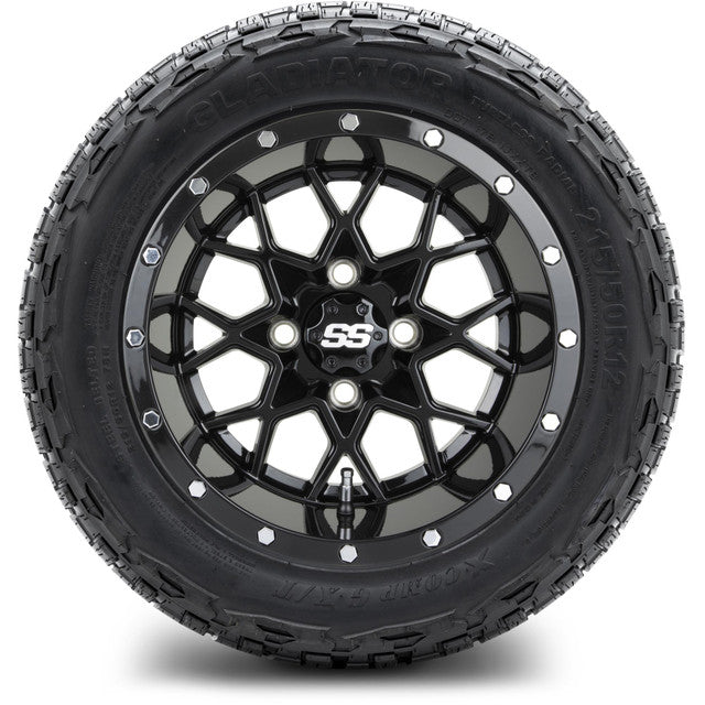 MODZ 12' Vortex Glossy Black - Tire and Wheel Combo