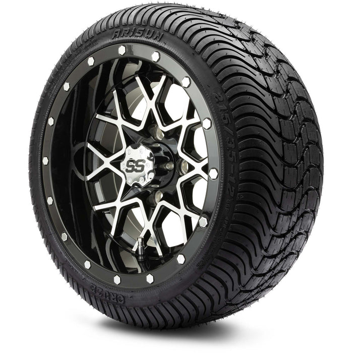 MODZ® 12" Vortex Machined Black Wheels & Street Tires Combo