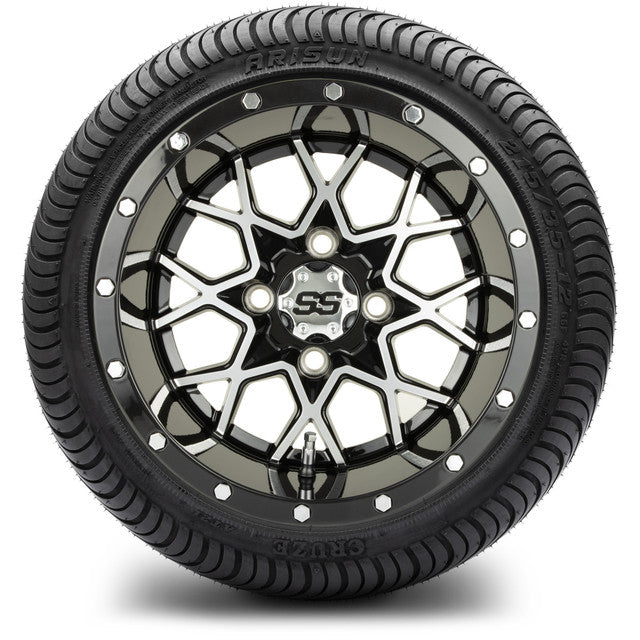 MODZ® 12" Vortex Machined Black Wheels & Street Tires Combo