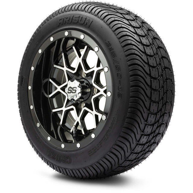 MODZ® 12" Vortex Machined Black Wheels & Street Tires Combo