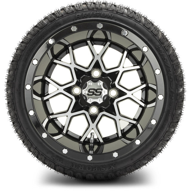 MODZ® 12" Vortex Machined Black Wheels & Street Tires Combo