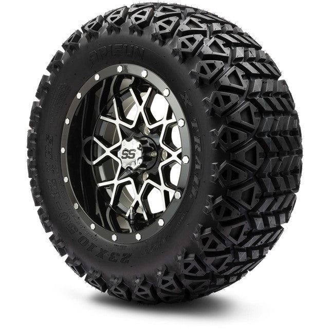 MODZ® 12" Vortex Machined Black Wheels & Off-Road Tires Combo