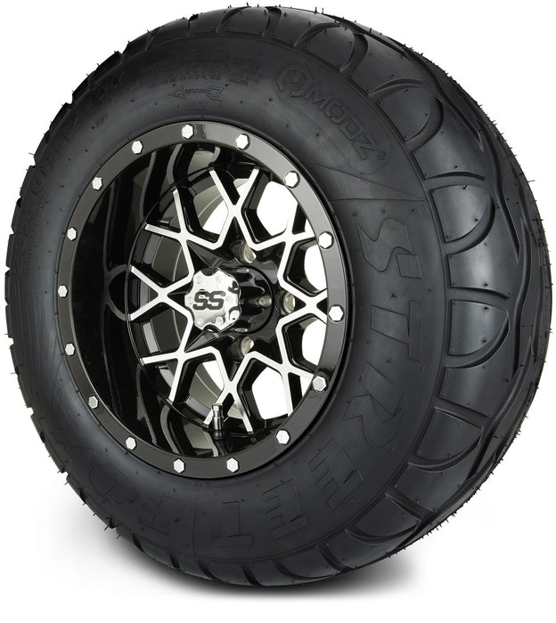 MODZ® 12" Vortex Machined Black Wheels & Street Tires Combo