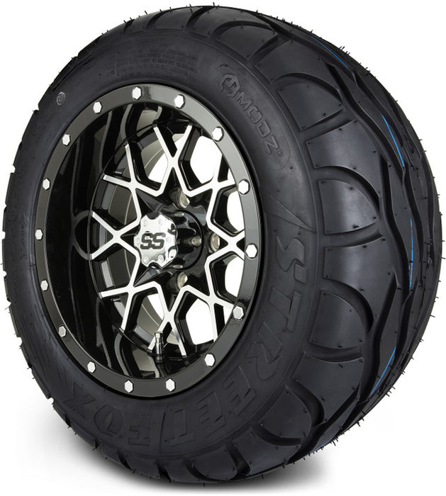 MODZ® 12" Vortex Machined Black Wheels & Street Tires Combo