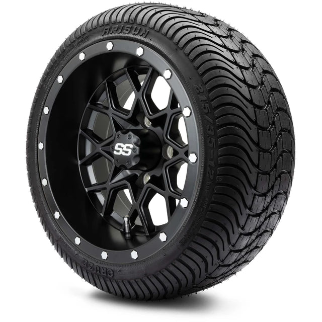 MODZ 12" Vortex Matte Black Wheels & Street Tires Combo
