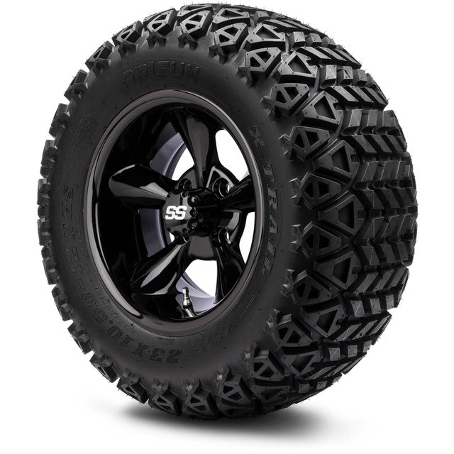 MODZ® 12" Godfather Glossy Black Wheels & Off-Road Tires Combo