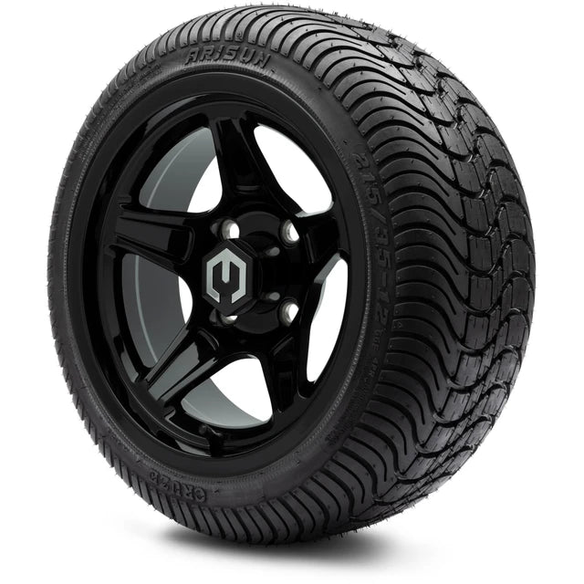 MODZ 12" Drift Glossy Black Wheels & Street Tires Combo