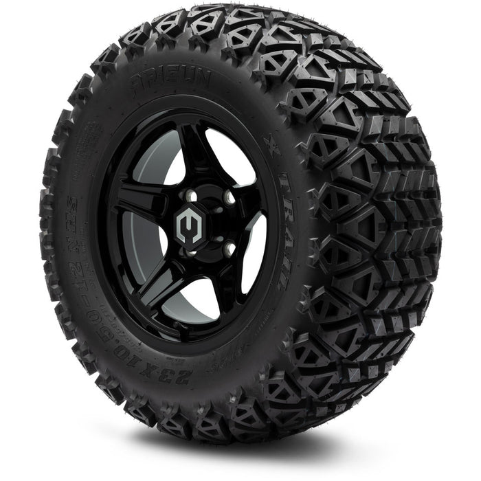 MODZ® 12" Drift Glossy Black Wheels & Off-Road Tires Combo