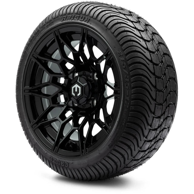 MODZ 12" Galaxy Glossy Black Wheels & Street Tires Combo