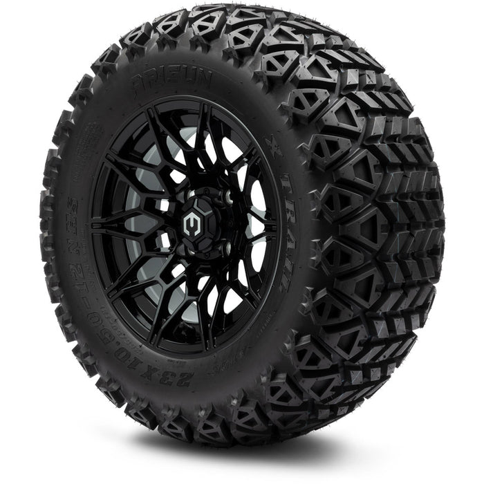 MODZ® 12" Galaxy Glossy Black Wheels & Off-Road Tires Combo