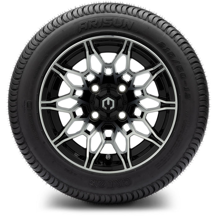 MODZ® 12" Galaxy Machined Black Wheels & Street Tires Combo