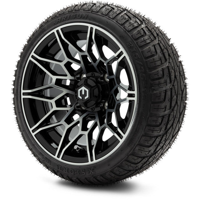 MODZ® 12" Galaxy Machined Black Wheels & Street Tires Combo