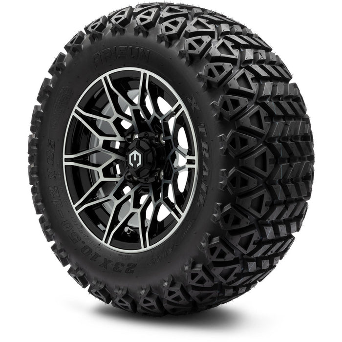 MODZ® 12" Galaxy Machined Black Wheels & Off-Road Tires Combo