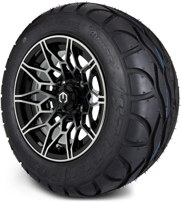 MODZ® 12" Galaxy Machined Black Wheels & Street Tires Combo