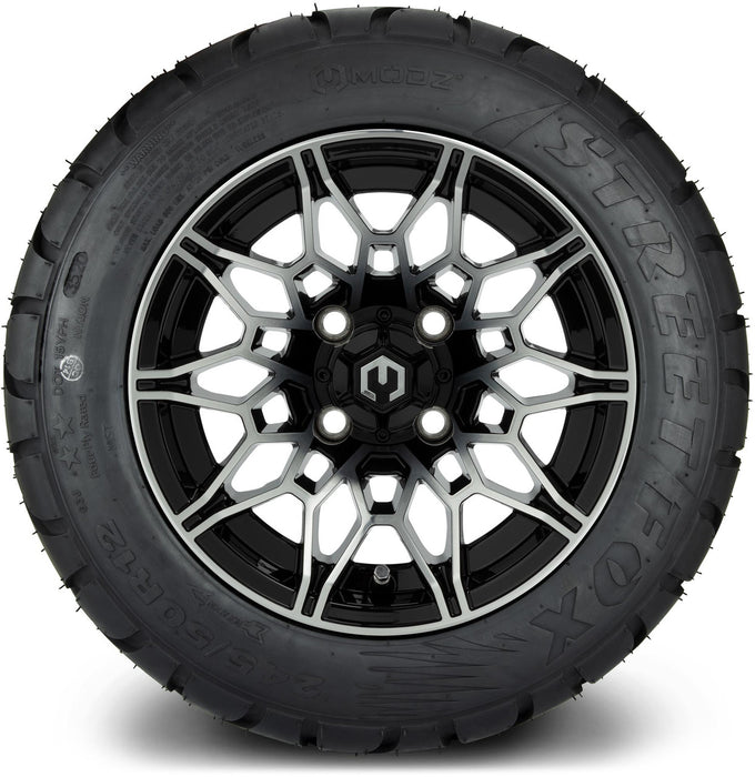 MODZ® 12" Galaxy Machined Black Wheels & Street Tires Combo