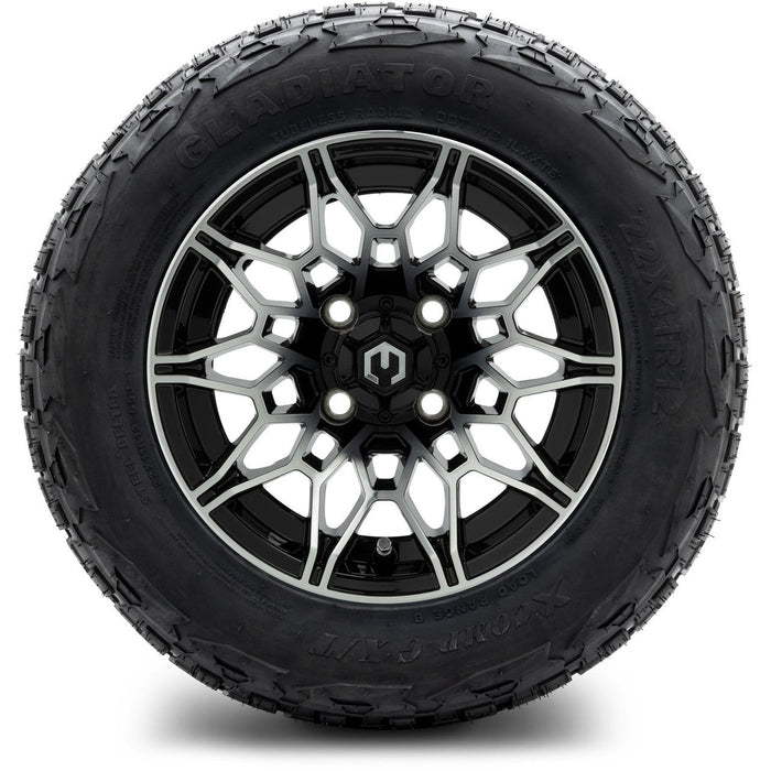 MODZ® 12" Galaxy Machined Black Wheels & Off-Road Tires Combo