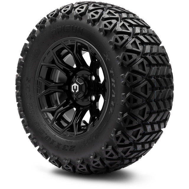 MODZ® 12" Halo Glossy Black Wheels & Off-Road Tires Combo