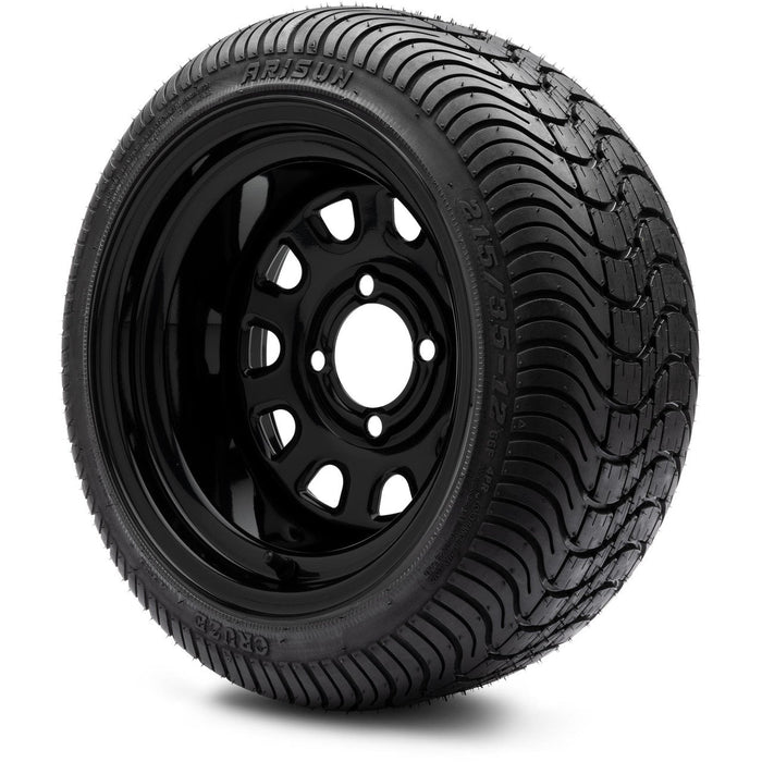 MODZ 12' Steel D Window Glossy Black - Tire and Wheel Combo