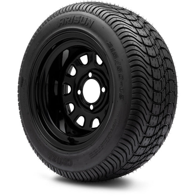 MODZ 12' Steel D Window Glossy Black - Tire and Wheel Combo