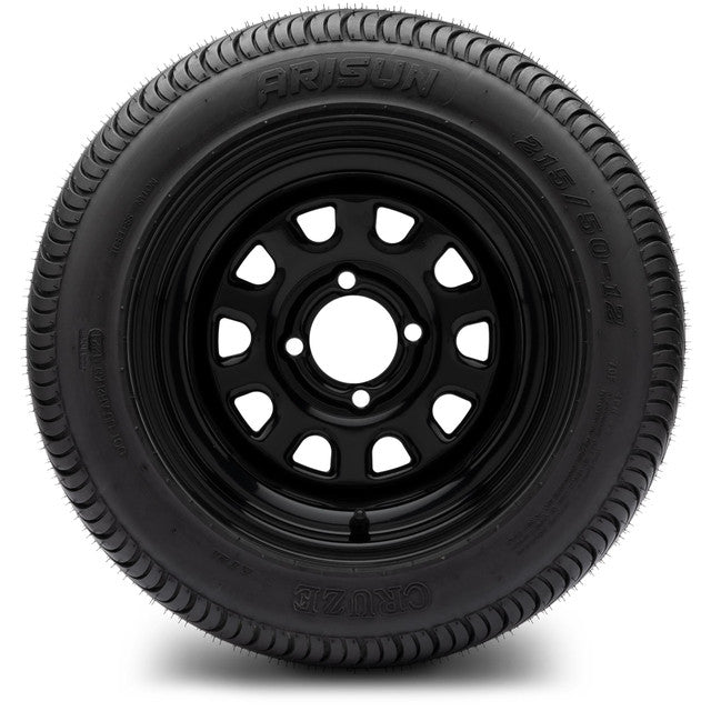 MODZ 12' Steel D Window Glossy Black - Tire and Wheel Combo