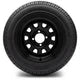 MODZ 12" Steel D-Window Glossy Black Wheels & Street Tires Combo