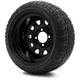 MODZ 12" Steel D-Window Glossy Black Wheels & Street Tires Combo