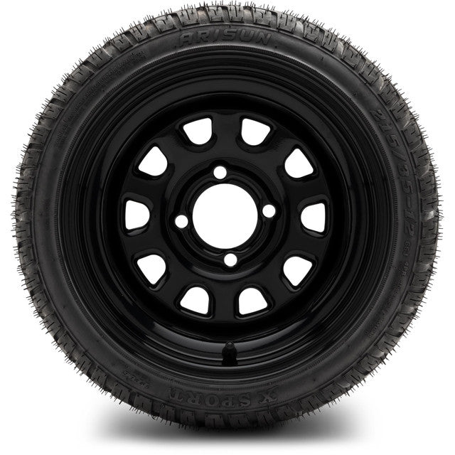MODZ 12' Steel D Window Glossy Black - Tire and Wheel Combo