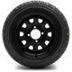 MODZ 12" Steel D-Window Glossy Black Wheels & Street Tires Combo