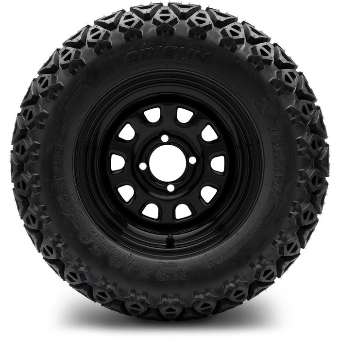 MODZ 12' Steel D Window Glossy Black - Tire and Wheel Combo