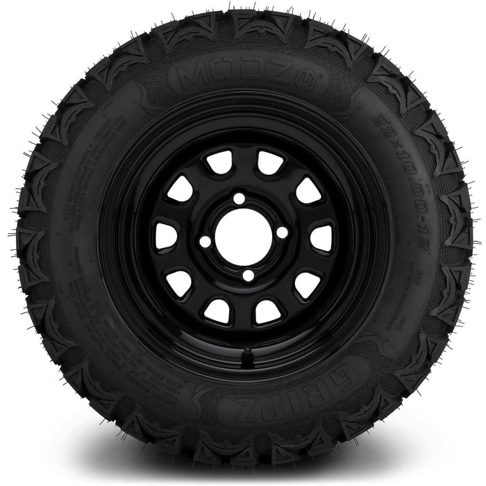 MODZ 12' Steel D Window Glossy Black - Tire and Wheel Combo