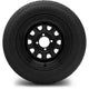 MODZ 12" Steel D-Window Glossy Black Wheels & Street Tires Combo