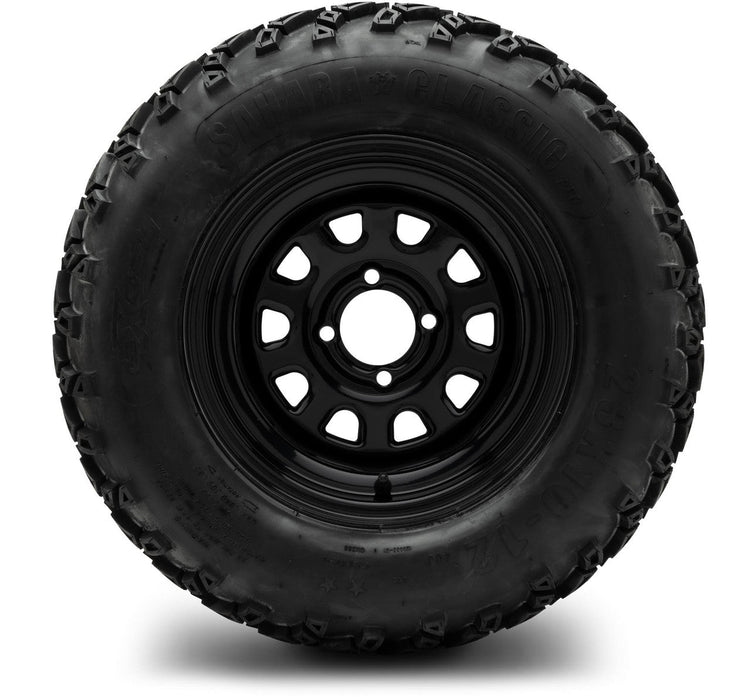 MODZ 12' Steel D Window Glossy Black - Tire and Wheel Combo
