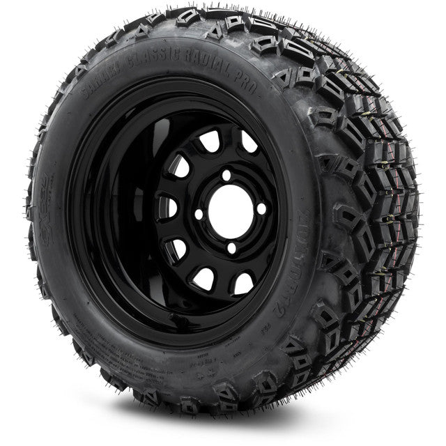 MODZ 12' Steel D Window Glossy Black - Tire and Wheel Combo
