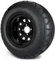 MODZ 12" Steel D-Window Glossy Black Wheels & Street Tires Combo