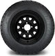 MODZ 12" Steel D-Window Glossy Black Wheels & Street Tires Combo