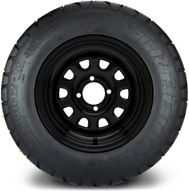 MODZ 12' Steel D Window Glossy Black - Tire and Wheel Combo