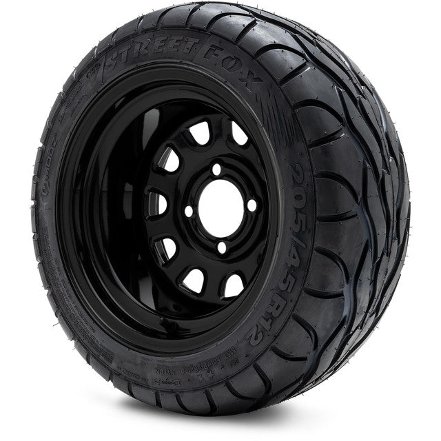 MODZ 12' Steel D Window Glossy Black - Tire and Wheel Combo