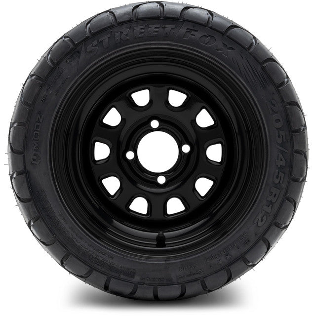 MODZ 12' Steel D Window Glossy Black - Tire and Wheel Combo