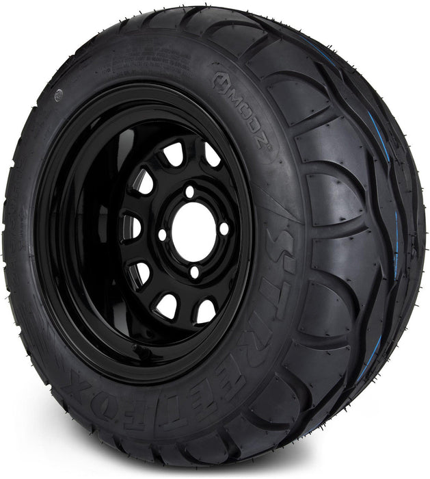 MODZ 12' Steel D Window Glossy Black - Tire and Wheel Combo