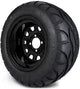 MODZ 12" Steel D-Window Glossy Black Wheels & Street Tires Combo