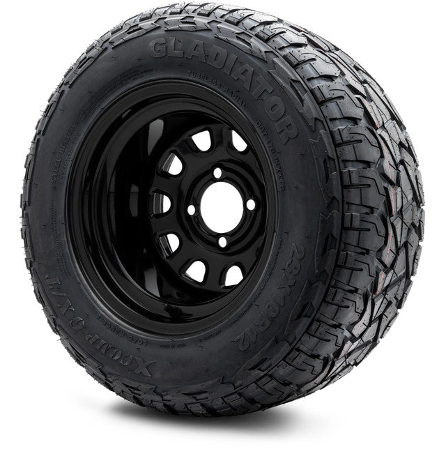 MODZ 12' Steel D Window Glossy Black - Tire and Wheel Combo