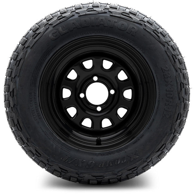 MODZ 12' Steel D Window Glossy Black - Tire and Wheel Combo