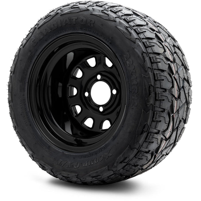 MODZ 12' Steel D Window Glossy Black - Tire and Wheel Combo