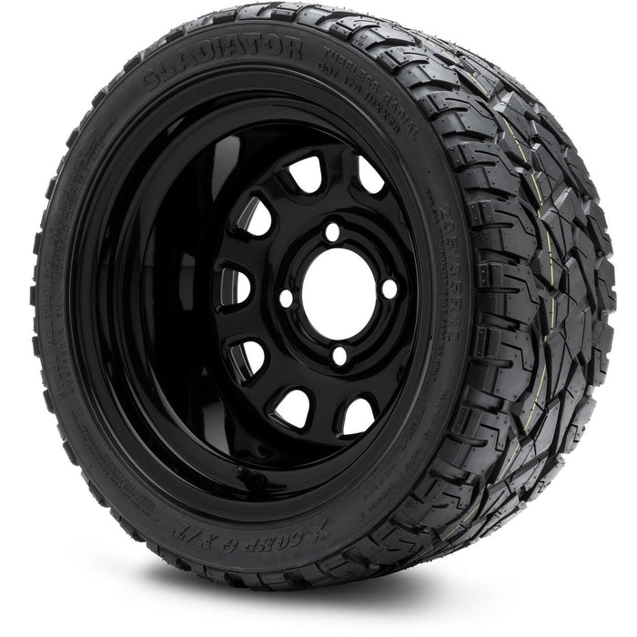 MODZ 12' Steel D Window Glossy Black - Tire and Wheel Combo