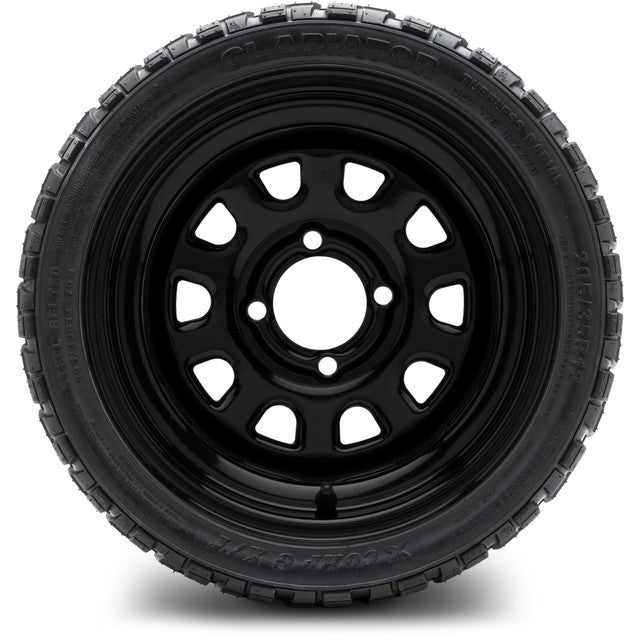 MODZ 12' Steel D Window Glossy Black - Tire and Wheel Combo