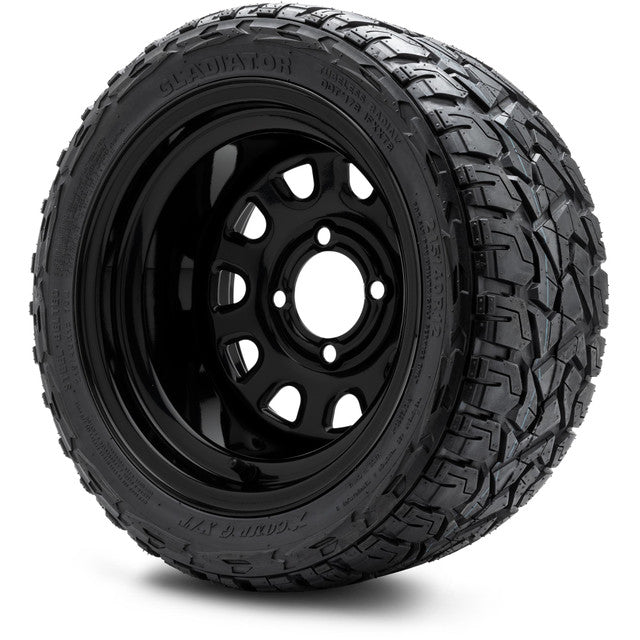 MODZ 12' Steel D Window Glossy Black - Tire and Wheel Combo