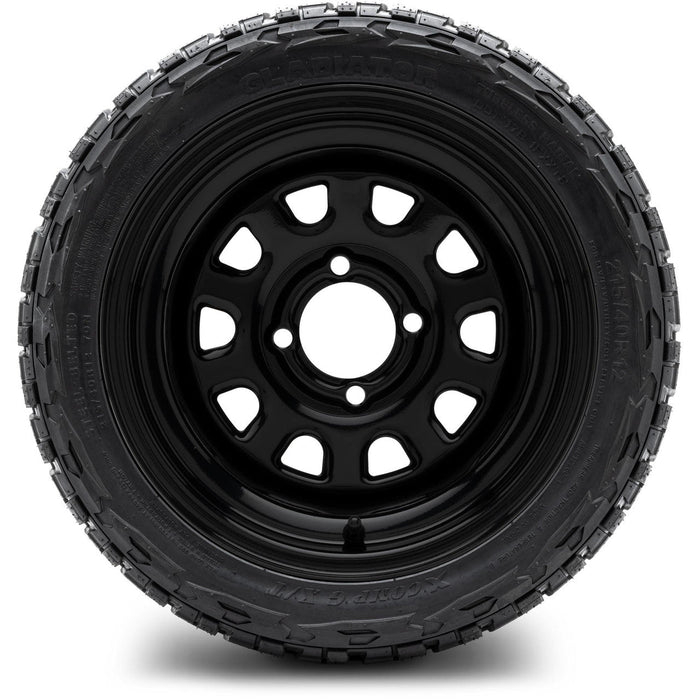 MODZ 12' Steel D Window Glossy Black - Tire and Wheel Combo