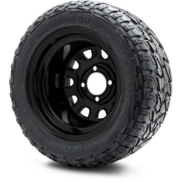 MODZ 12' Steel D Window Glossy Black - Tire and Wheel Combo