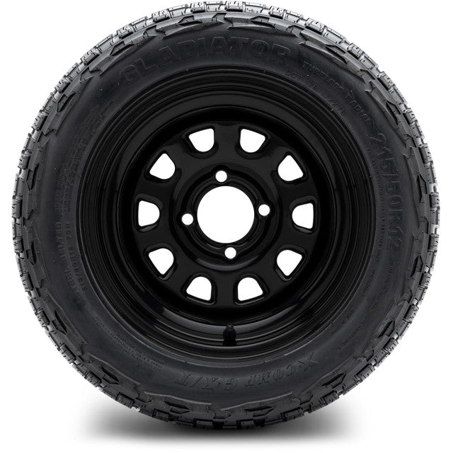 MODZ 12' Steel D Window Glossy Black - Tire and Wheel Combo
