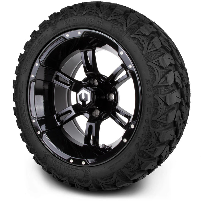 MODZ 14" Ambush Glossy Black Wheels & Off-Road Tires Combo